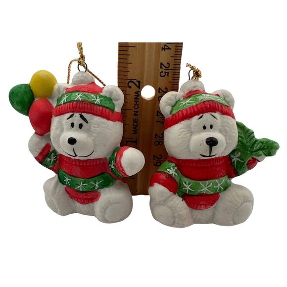 Brinns Snow Bears Christmas Ornaments Holiday Hanging Decor 2" VTG 90s - Picture 8 of 8